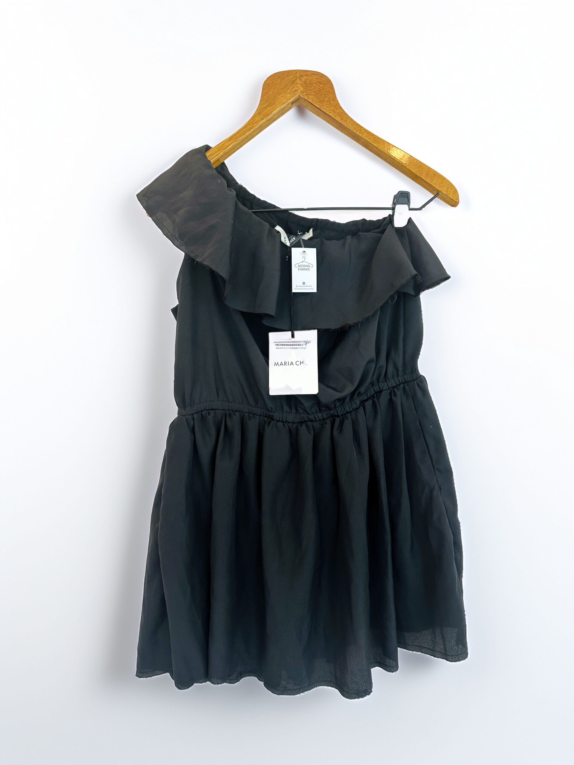 VESTIDO HOMBRO IRREGULAR NEGRO MARIA CHER (3)