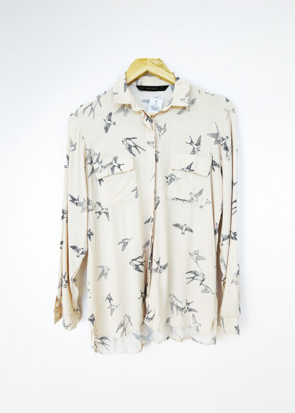 CAMISA ESTAMPADA PAJAROS ZARA  (XS)