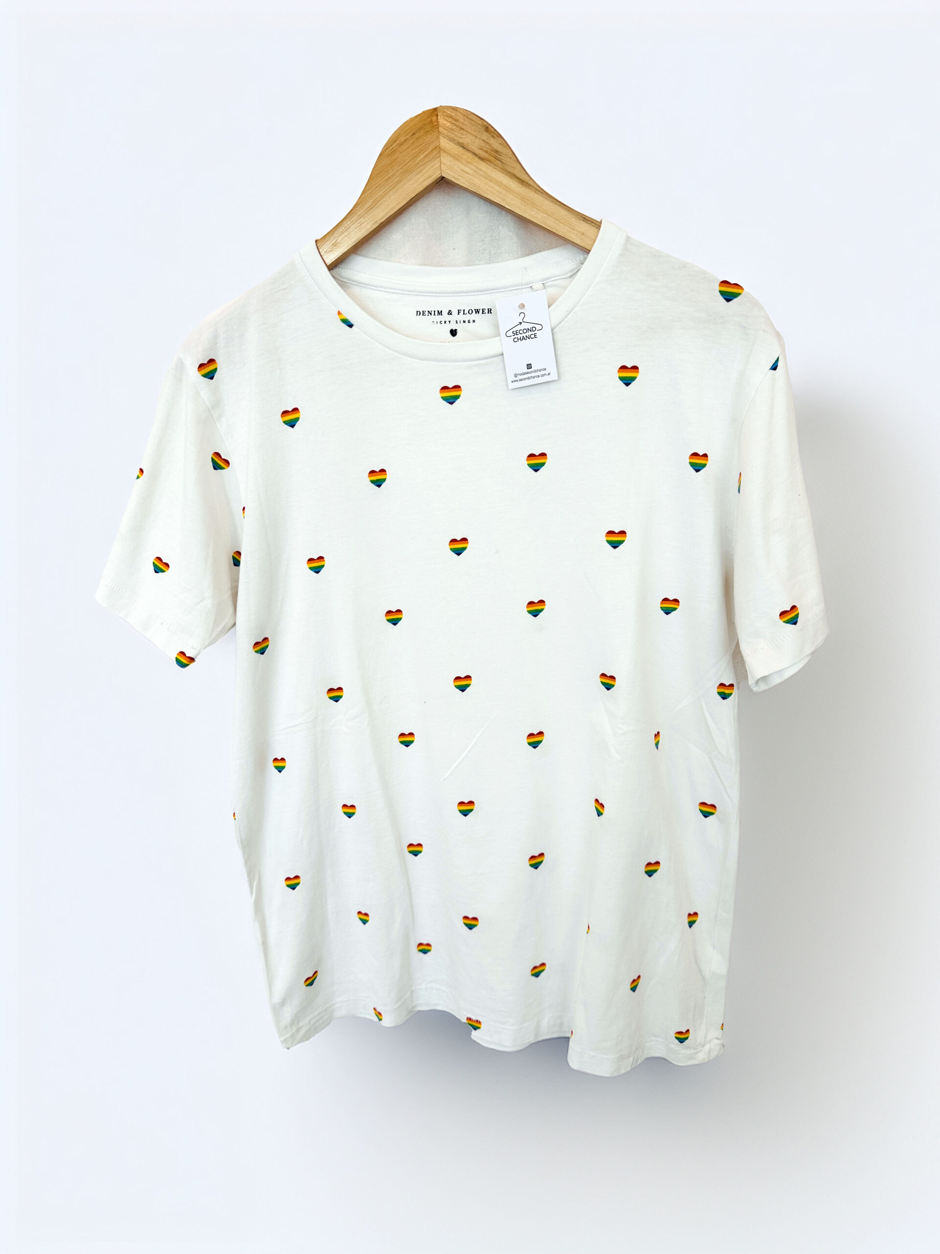 REMERA BASICA ESTAMPADA DENIM & FLOWER (S)