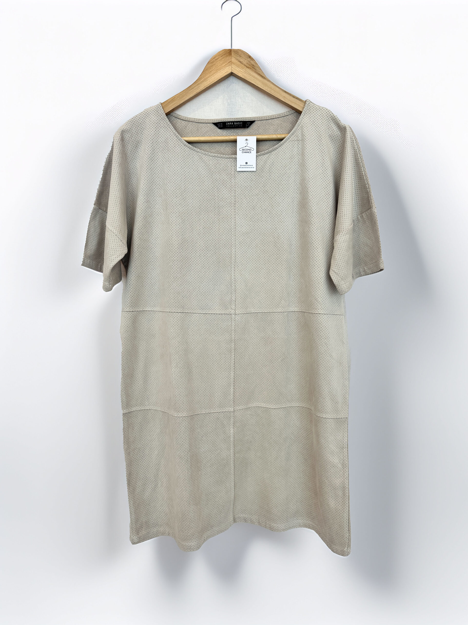 VESTIDO GAMUZADO BEIGE ZARA (XS)