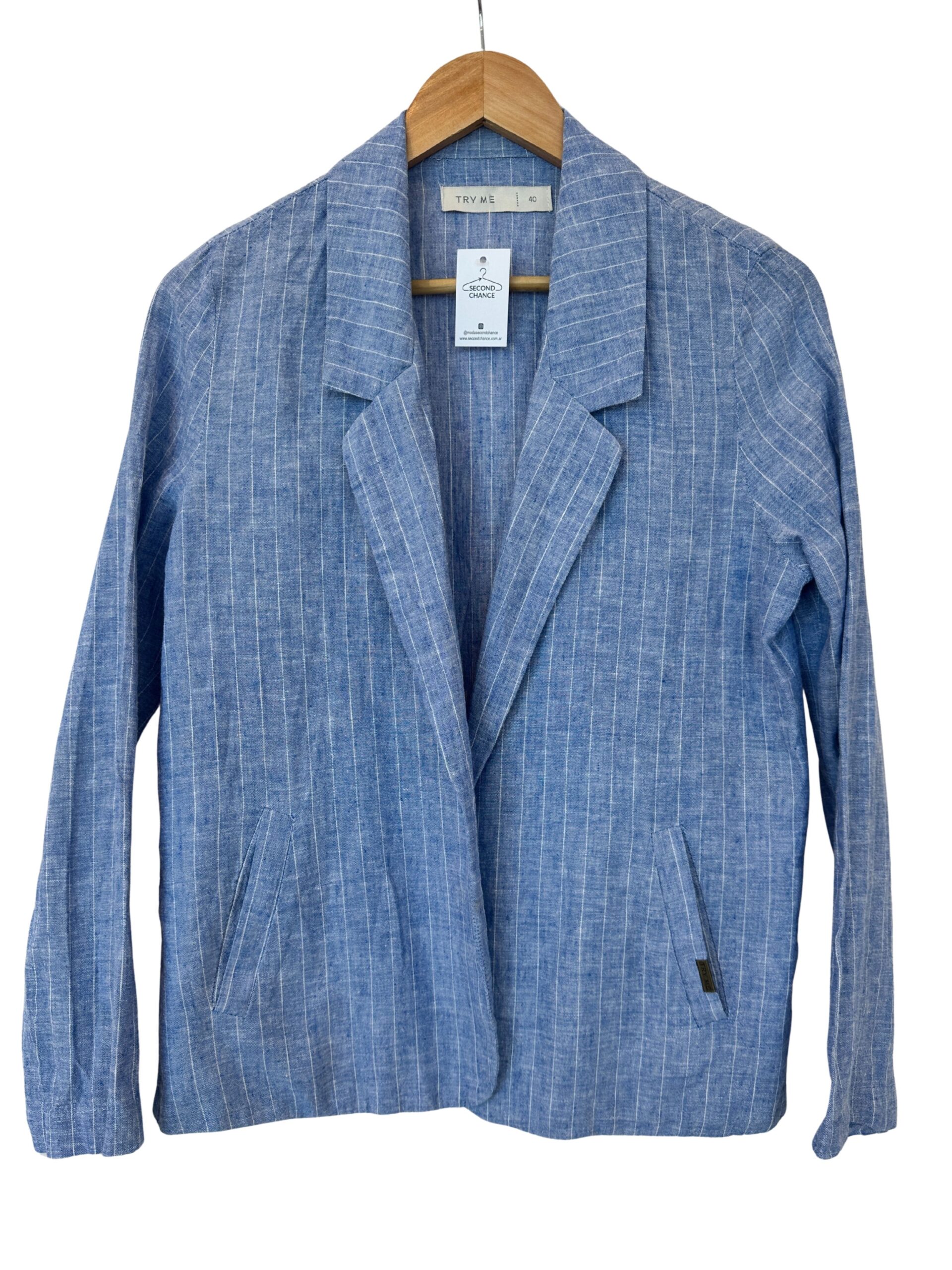BLAZER LIVIANO RAYADO CELESTE TRY ME (S)