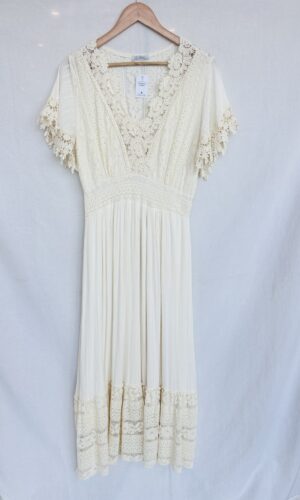 VESTIDO CRUDO + ENCAJE SIN MARCA (L)