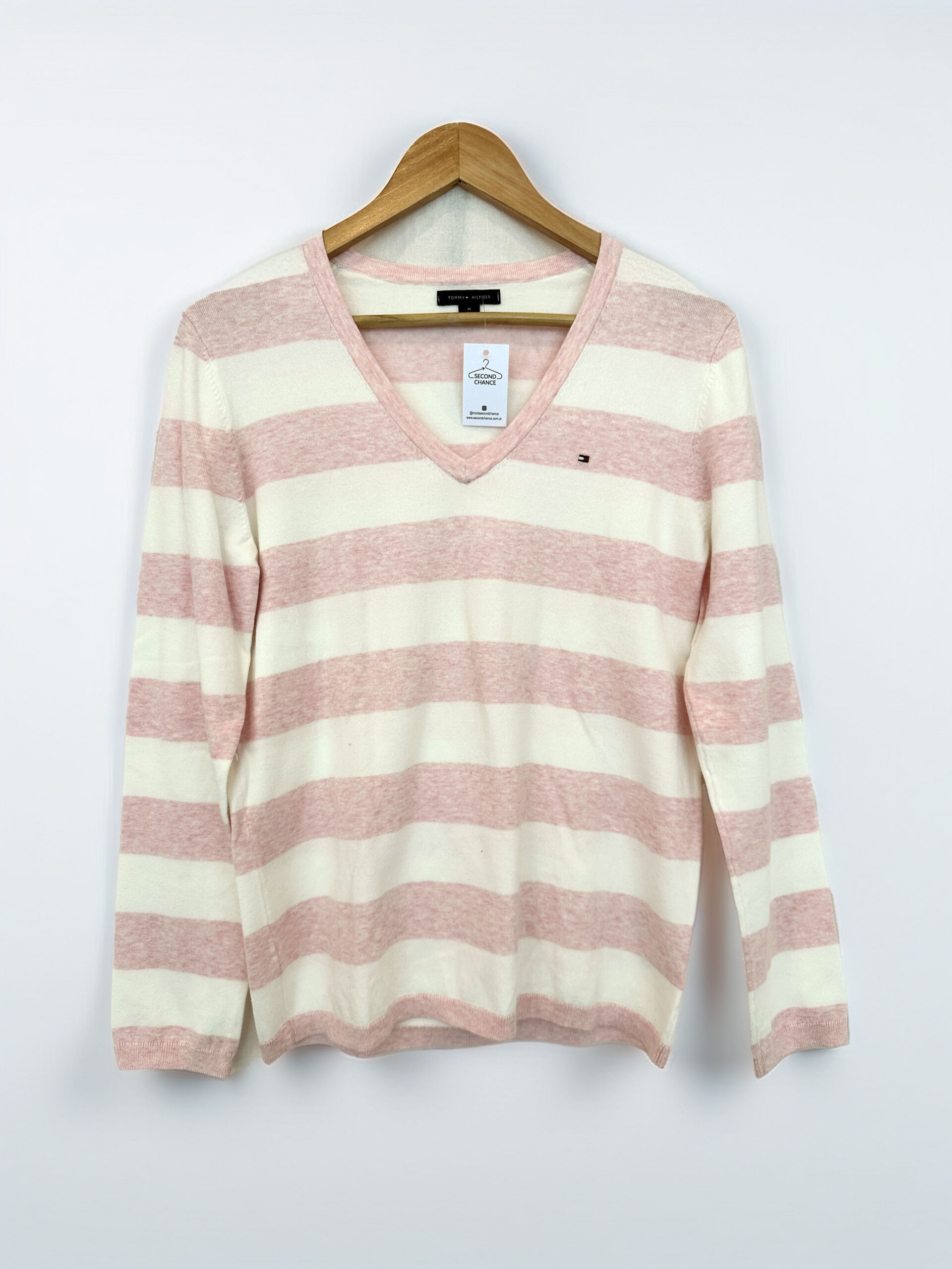 SWEATER LIVIANO RAYADO ROSA TOMMY (M)