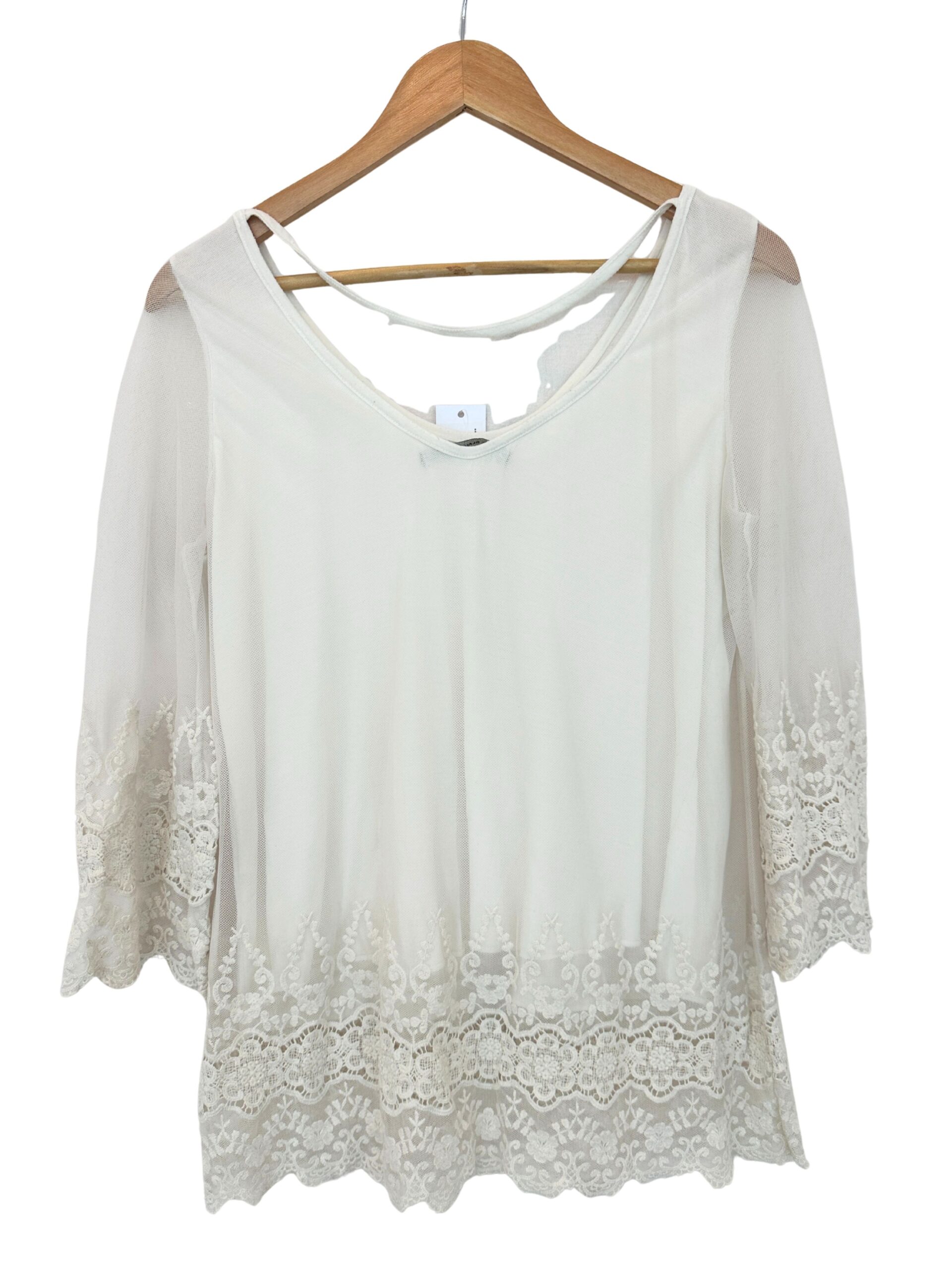 BLUSA TUL + ENCAJE MARFIL CUESTA BLANCA (M) - Imagen 2