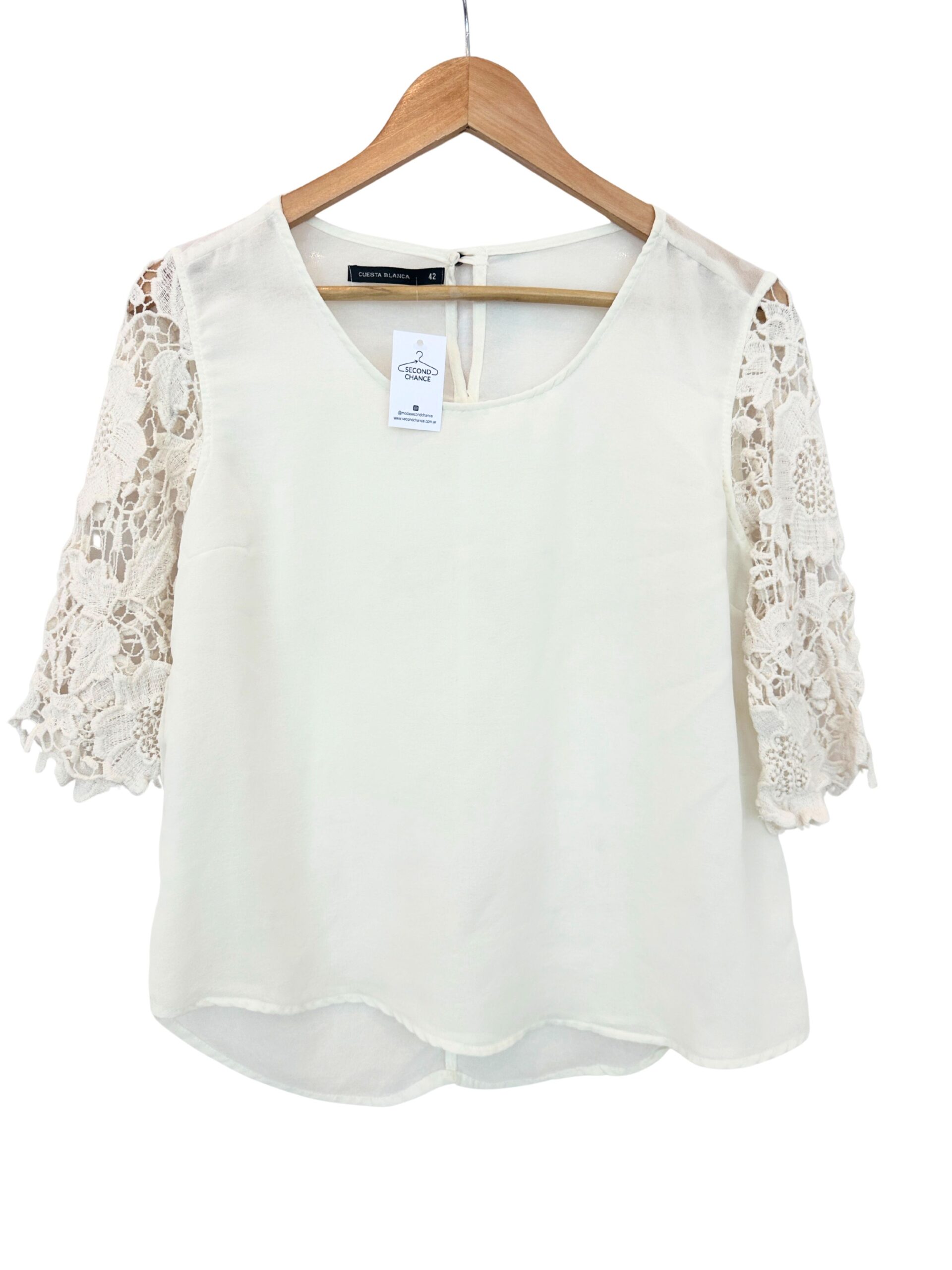 BLUSA ENCAJE MARFIL CUESTA BLANCA (M)