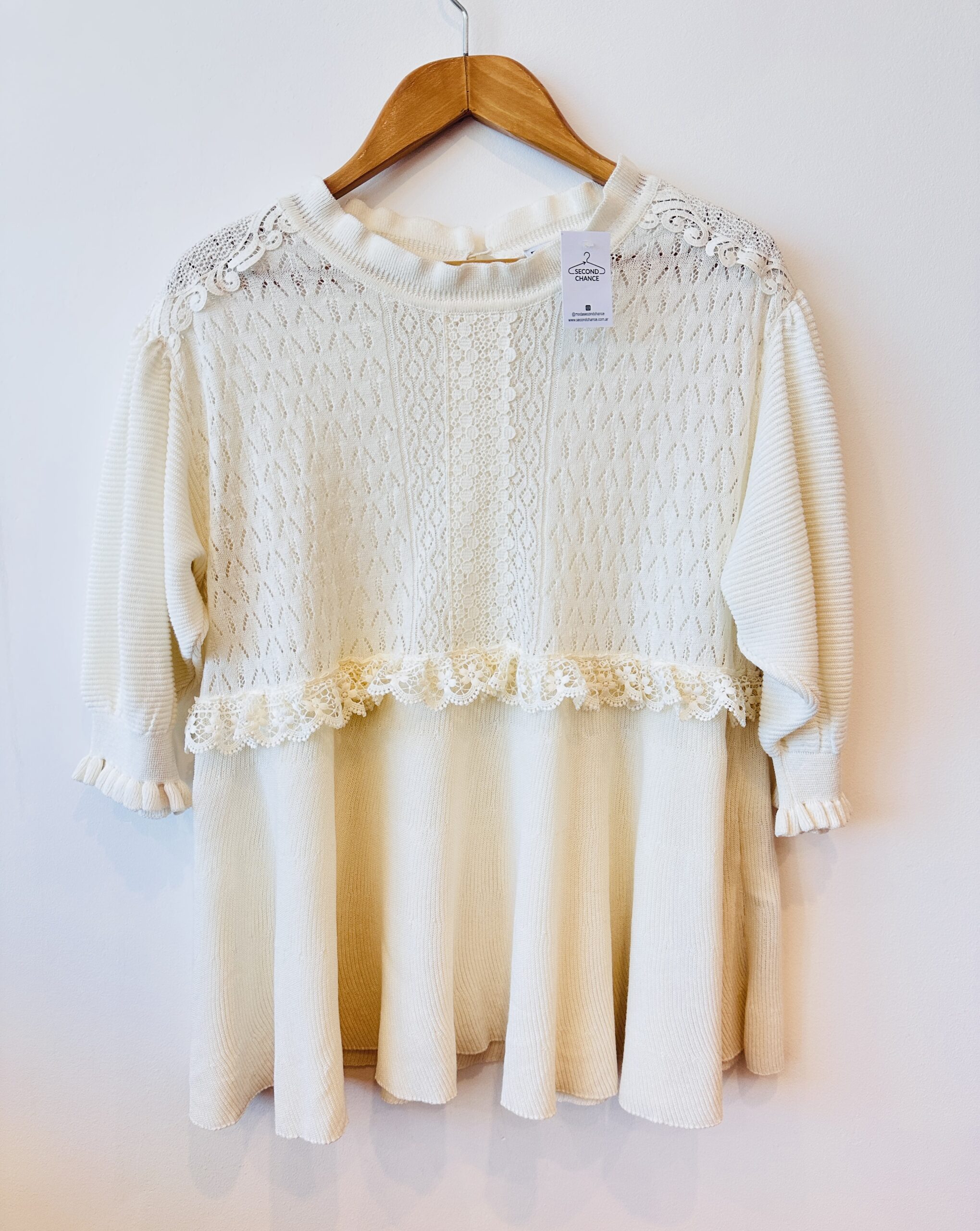 BLUSA TEJIDA BLANCA ZARA (L)