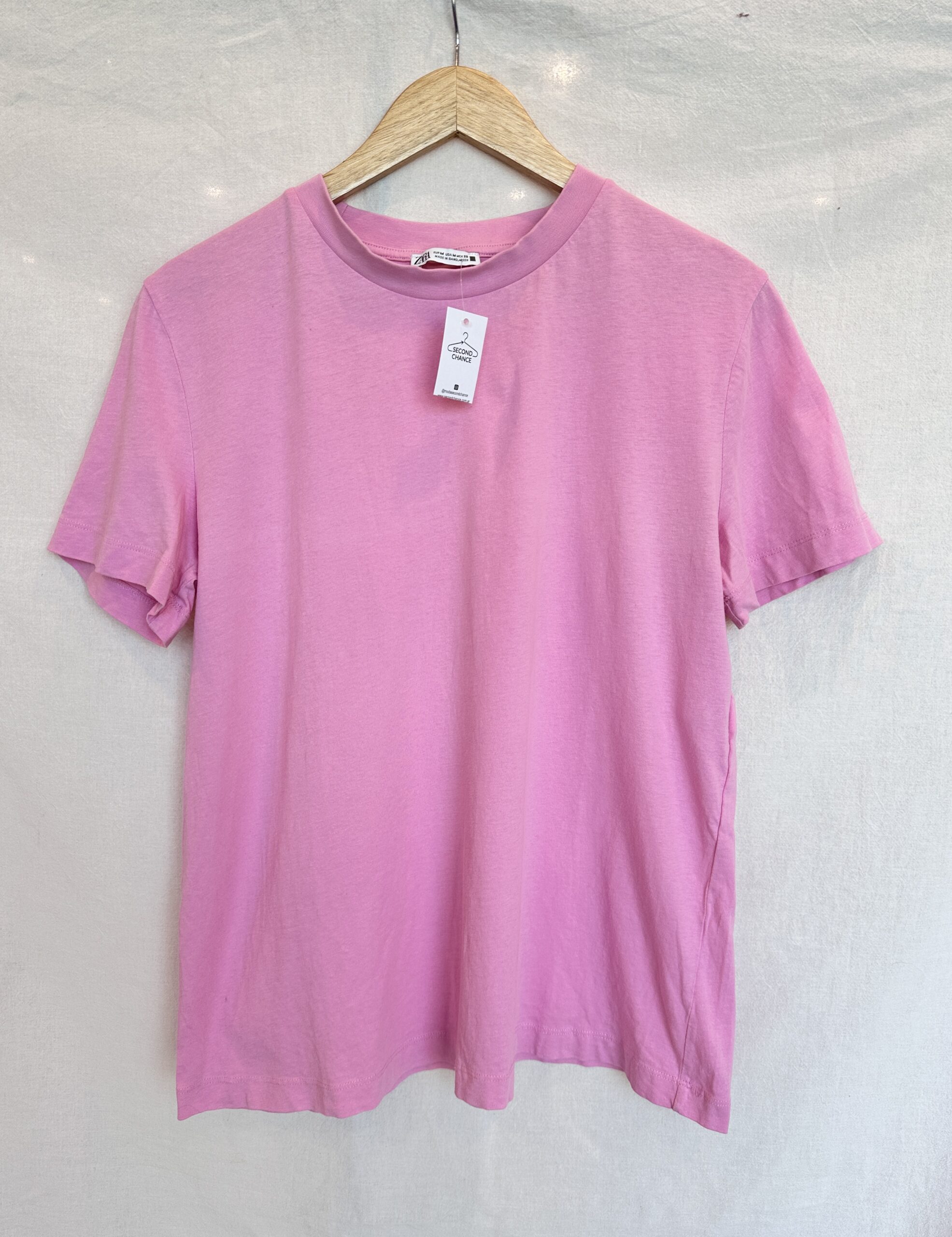 REMERA BASICA ROSA ZARA (M)