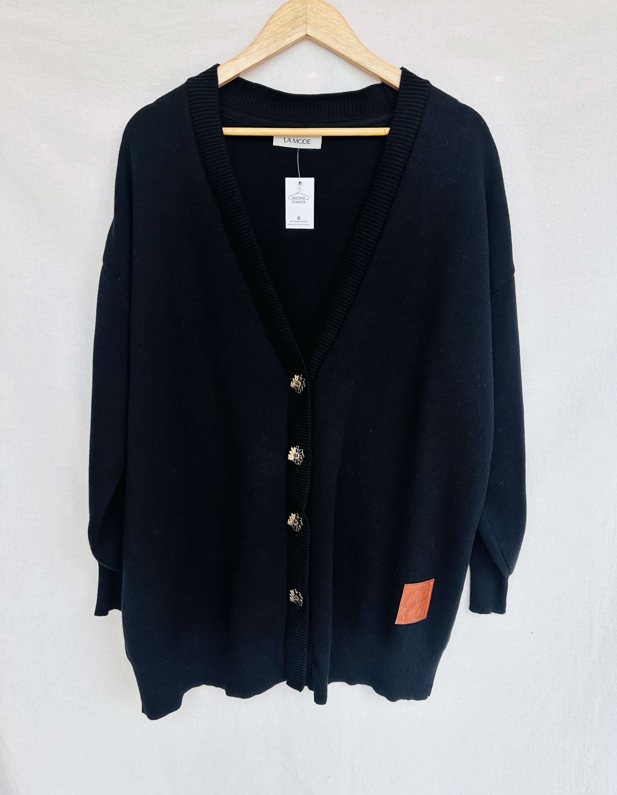 CARDIGAN DE HILO NEGRO LA MODE (M)