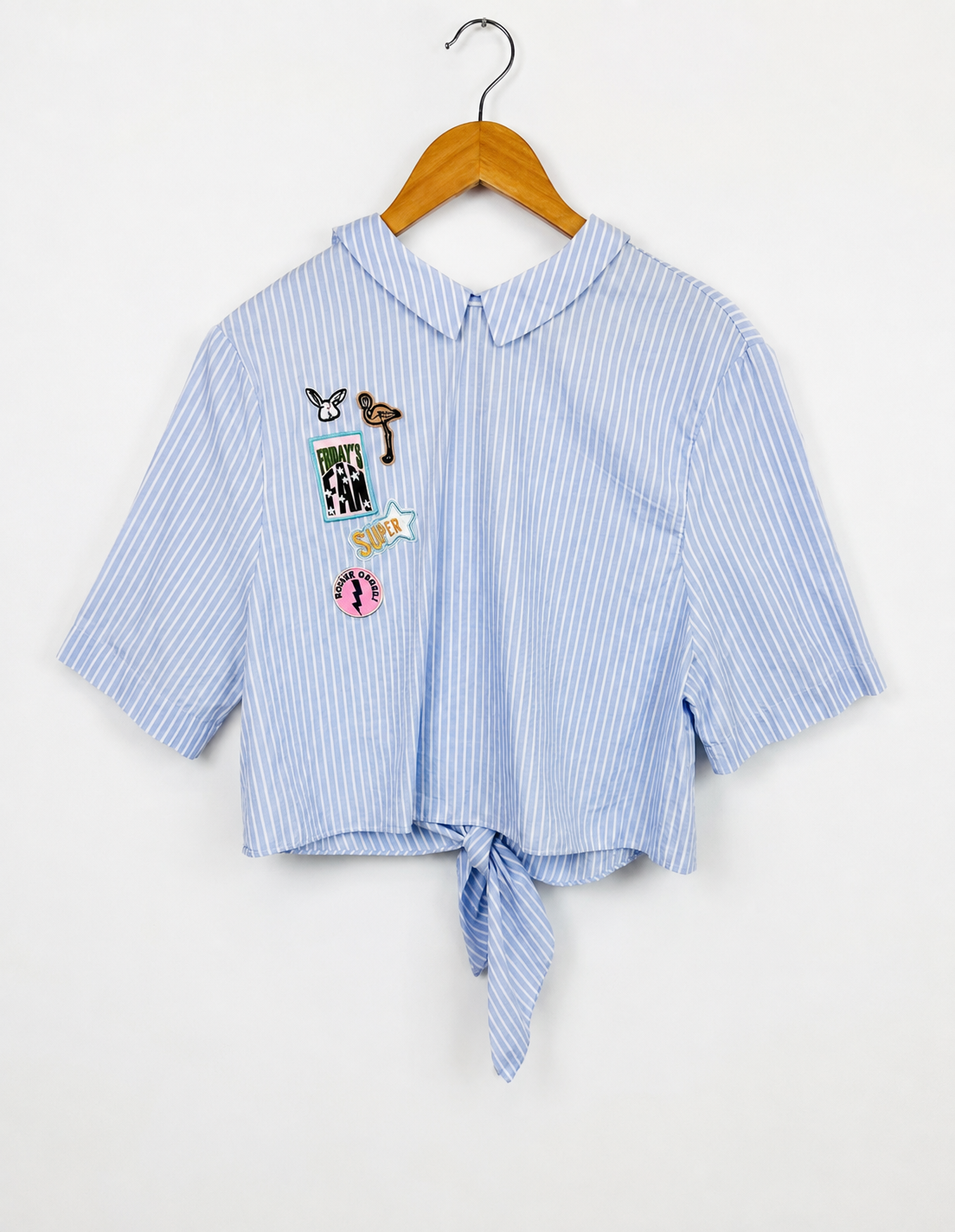 CAMISA A RAYAS CELESTE ZARA (L)