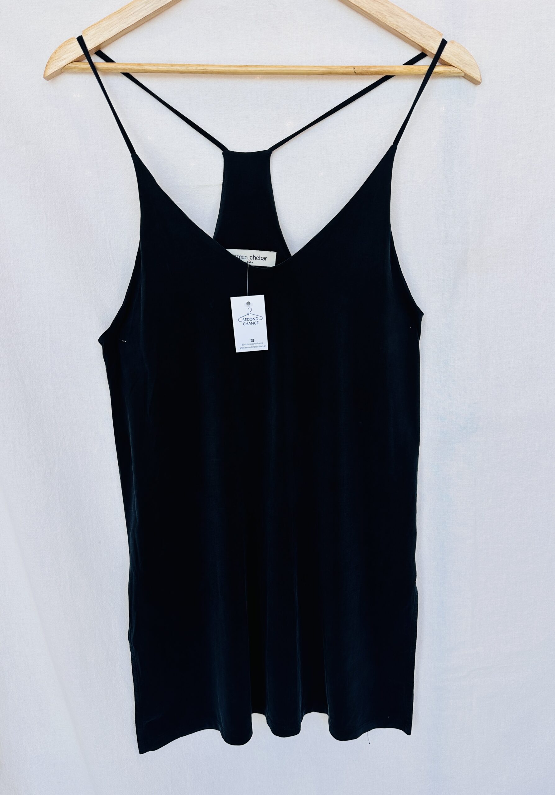 VESTIDO LENCERO NEGRO JAZMIN CHEBAR ( M)