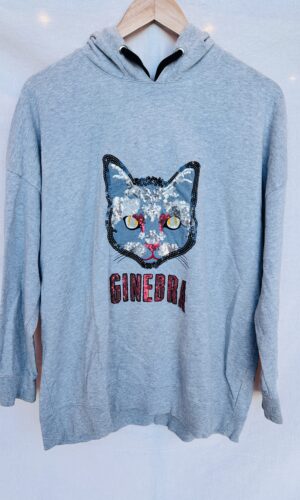 BUZO GRIS +LENTEJUELAS GATO GINEBRA (M)
