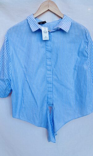 CAMISA A RAYAS CELESTE ZARA (L)