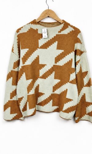 SWEATER ANN TAYLOR MARRON Y CELESTE (L)