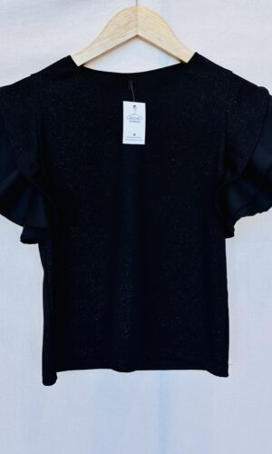 REMERA NEGRA + VOLADOS+ BRILLOS OSSIRA (M)