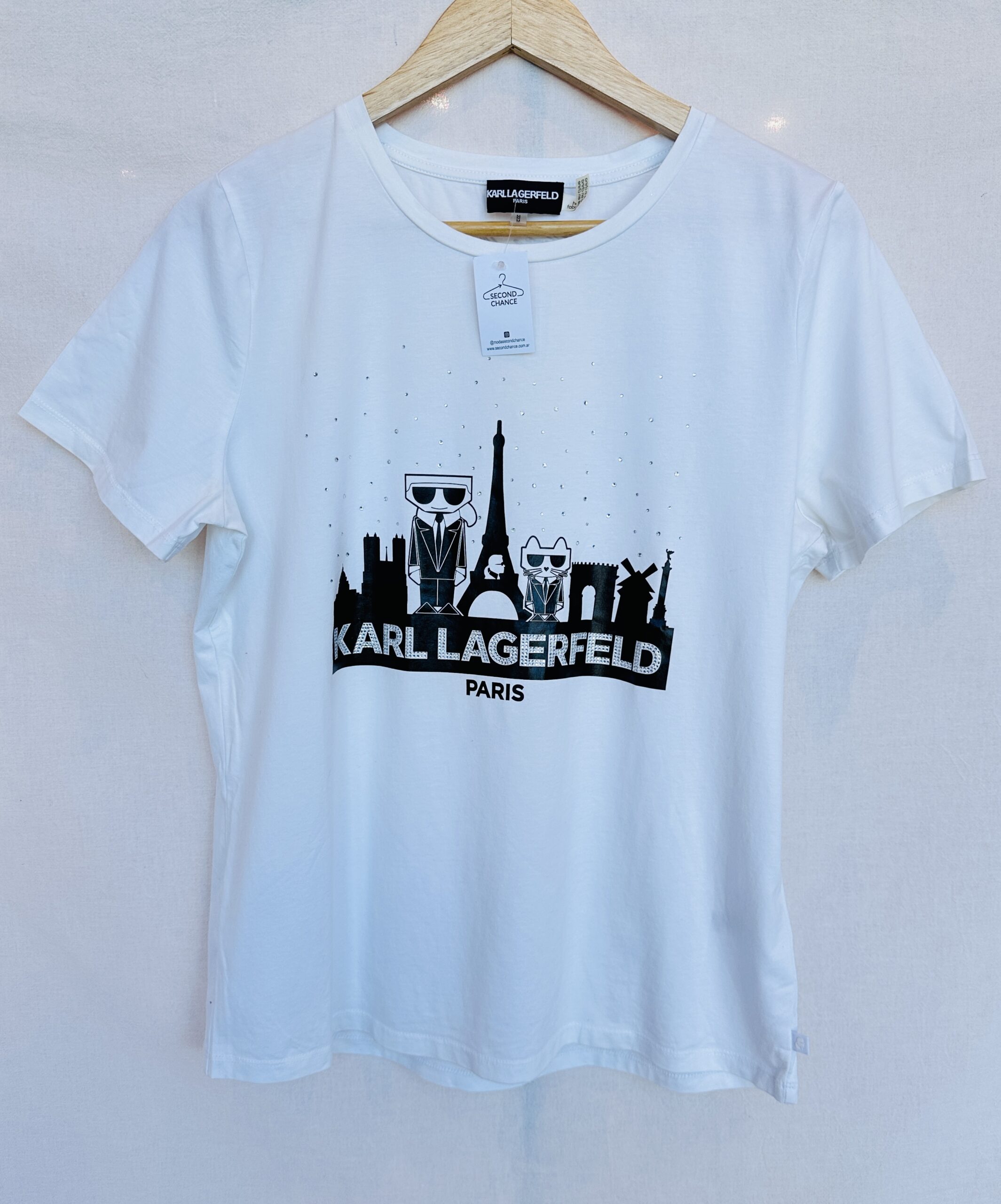 REMERA KARL LAGERFELD BLANCA + STRASS (M)