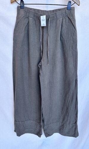 PANTALON DE LINO GRIS CARGO ZARA (S)
