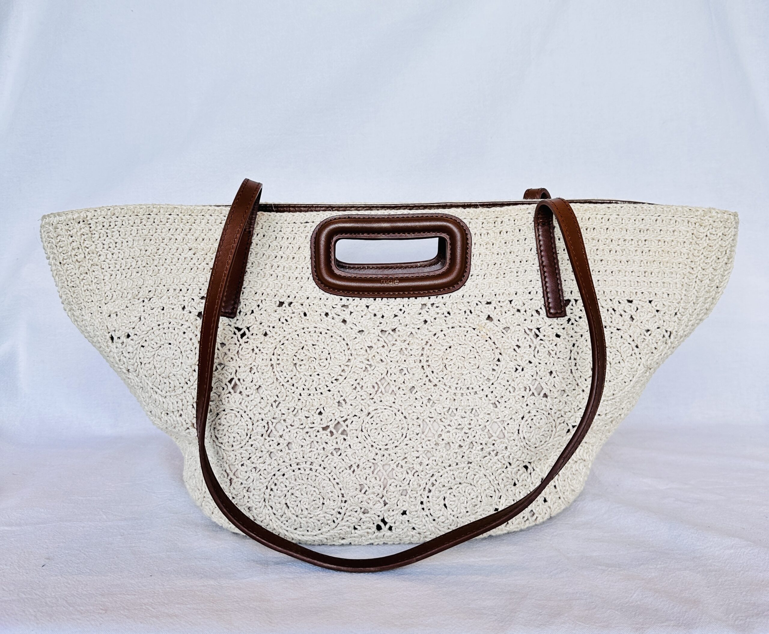 BOLSO TEJIDO DE RAFIA BEIGE MAJE - Imagen 2