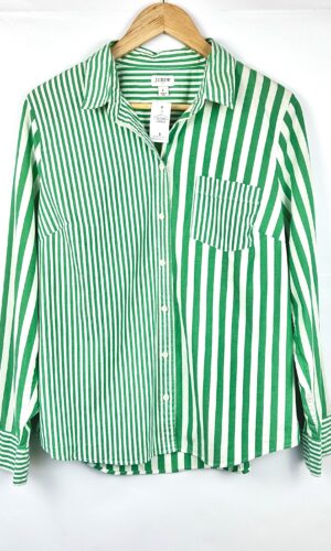 CAMISA A RAYAS VERDE Y BLANCA J. CREW (L)