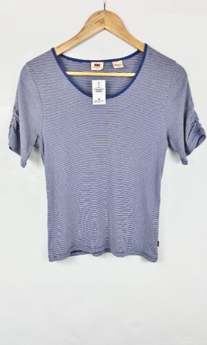 REMERA RAYADA CELESTE LEVIS (M)