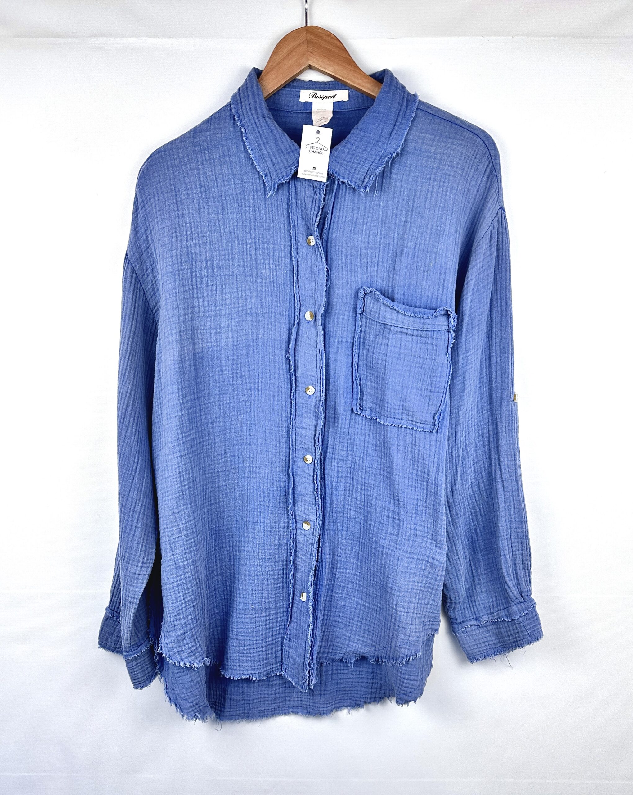 CAMISA CELESTE TEXTURADA OVERZIZE PASSPORT (L)