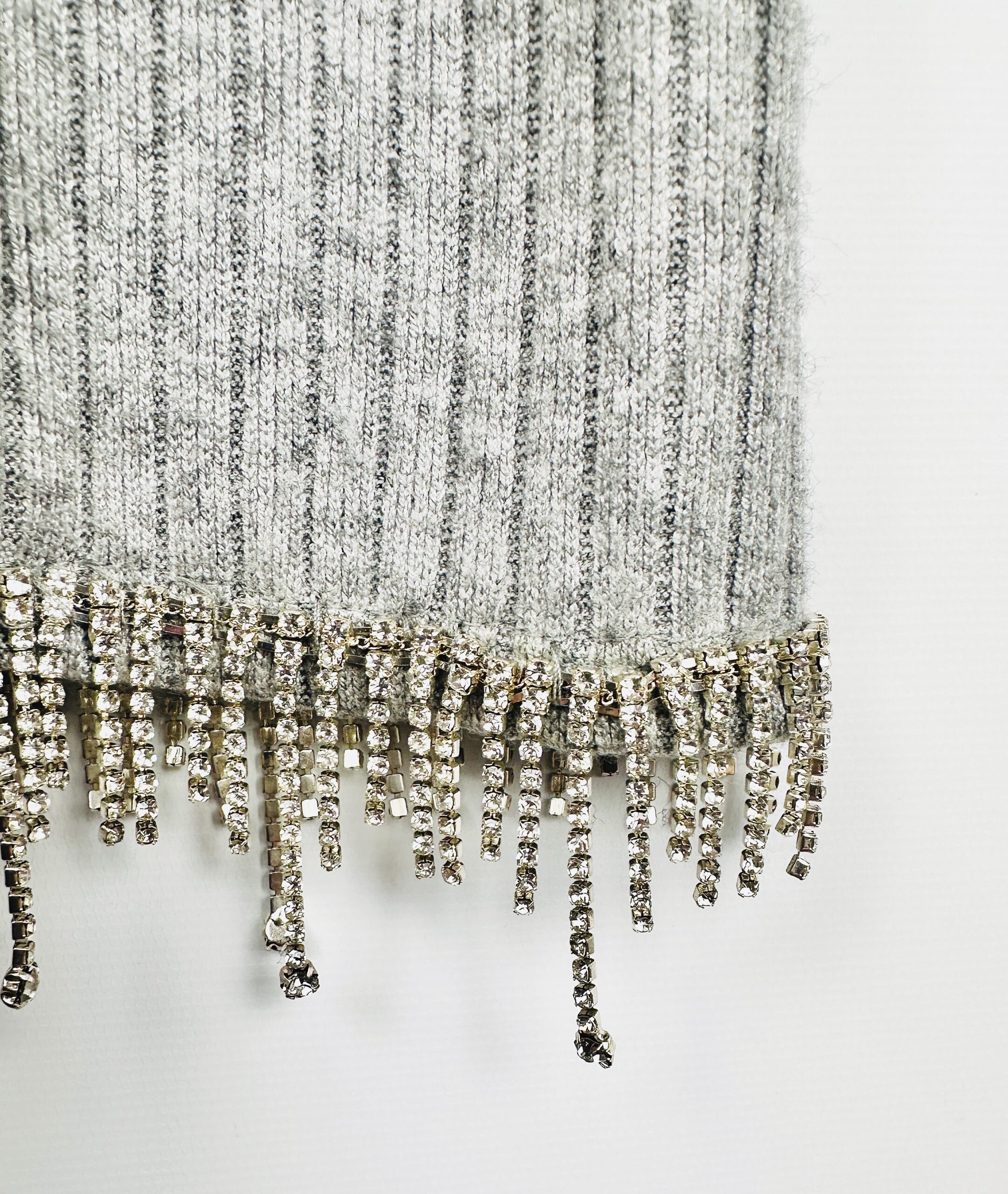 VESTIDO LANILLA GRIS + STRASS ZARA (L) - Imagen 2