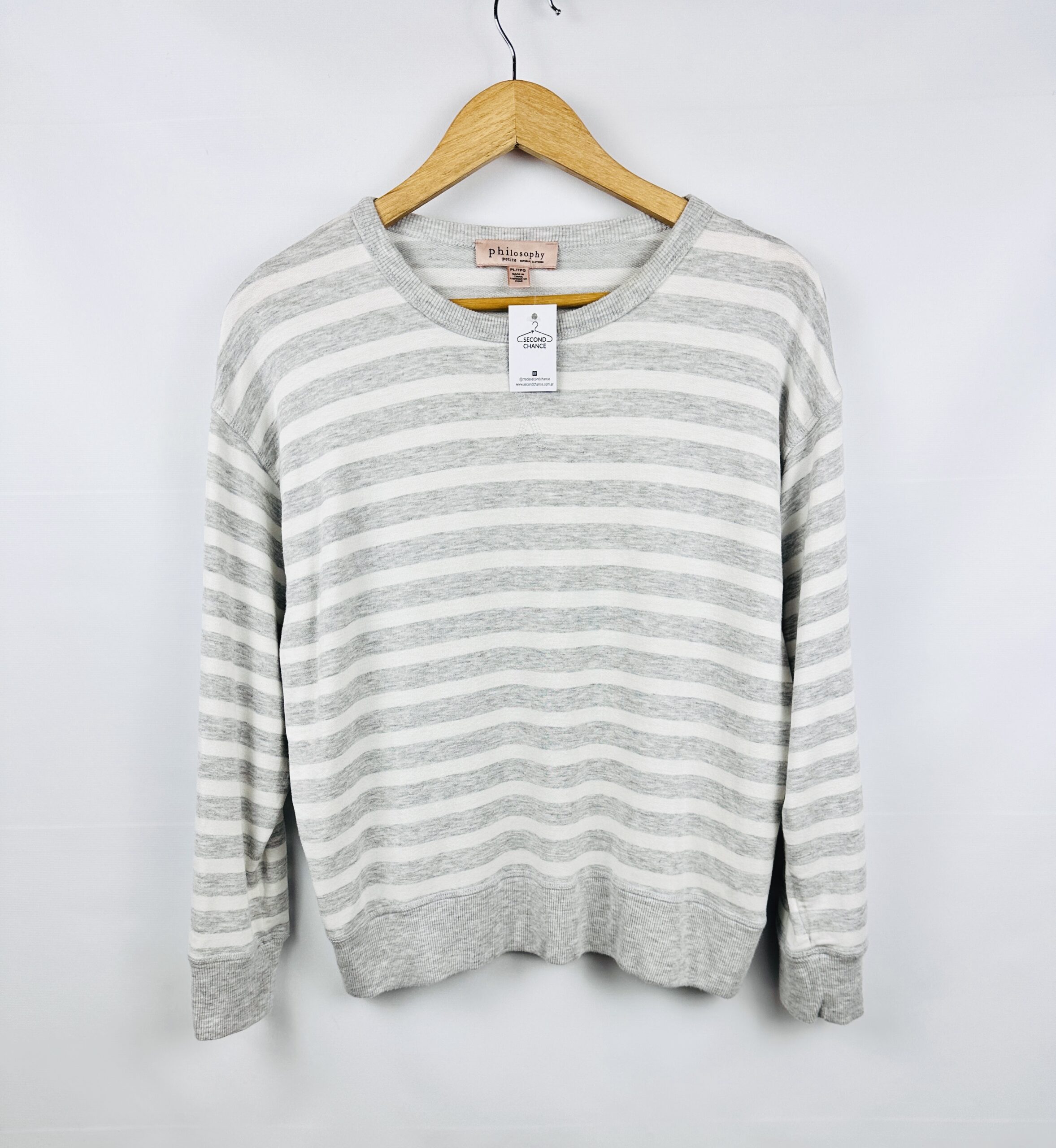 SWEATER LIVIANO A RAYAS GRIS+BLANCO PHILOSOPHY (L)