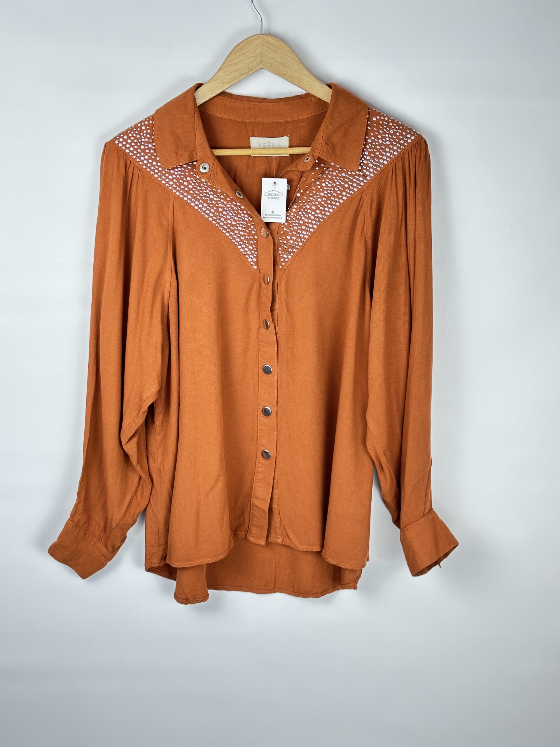 CAMISA VESNA MARRON + STRASS (L)