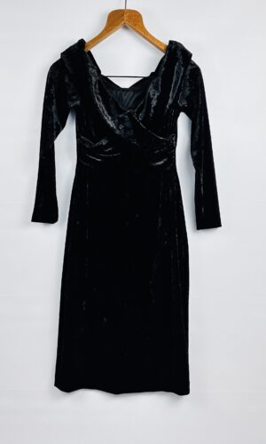 VESTIDO NEGRO DE PLUSH MANGA LARGA CALVIN KLEIN (M)