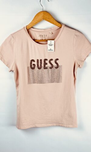 REMERA ROSA + CANUTILLOS + STRASS GUESS(M)