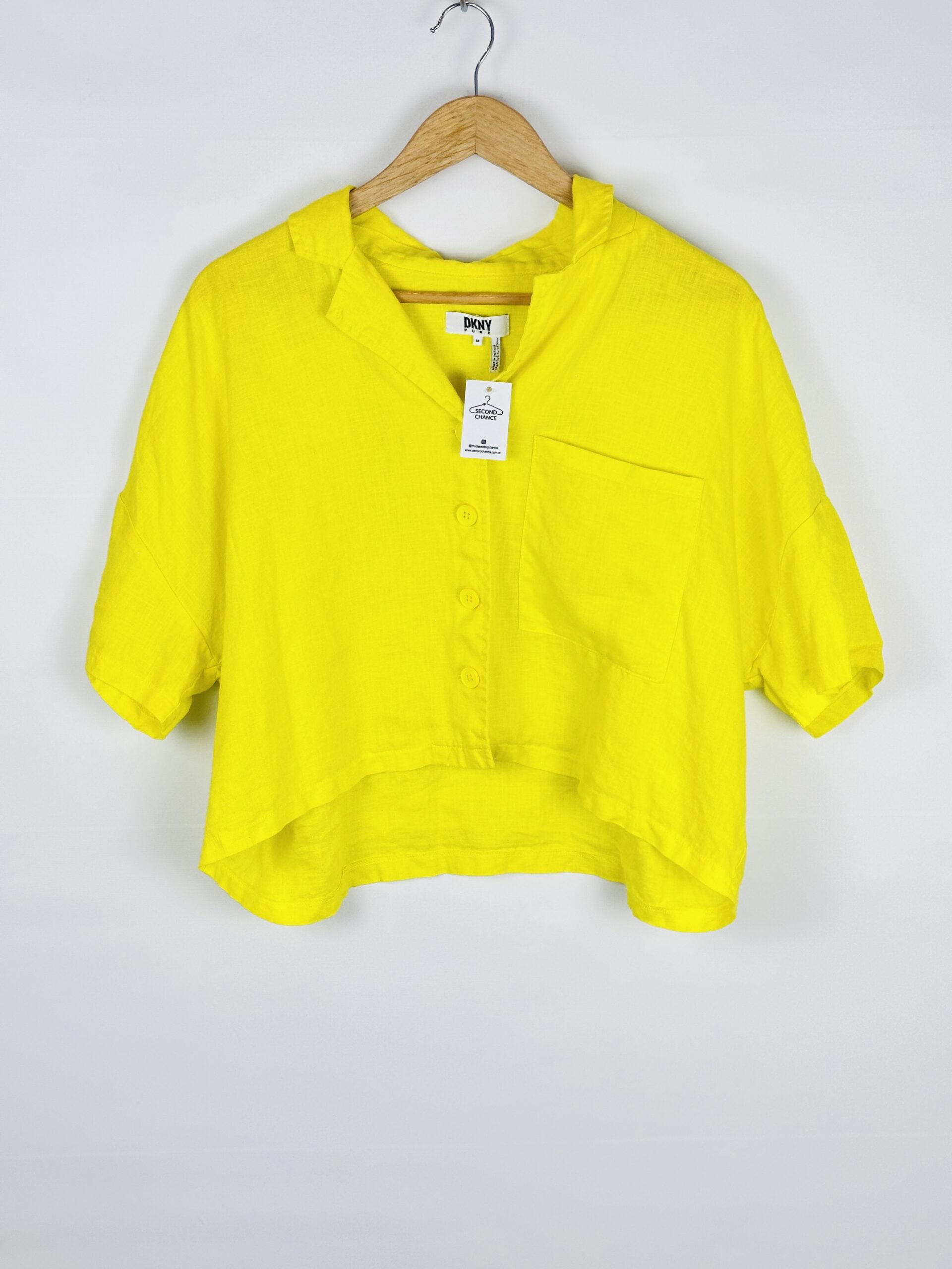 SET DE LINO CAMISA + PANTALON AMARILLO DKNY (M) - Imagen 2