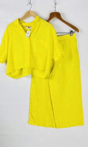 SET DE LINO CAMISA + PANTALON AMARILLO DKNY (M)