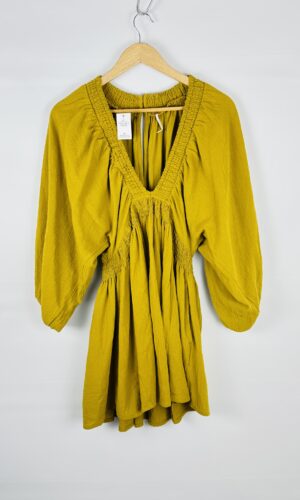 VESTIDO BAMBULA MANGA 3/4 VERDE OLIVA FREE PEOPLE (M)