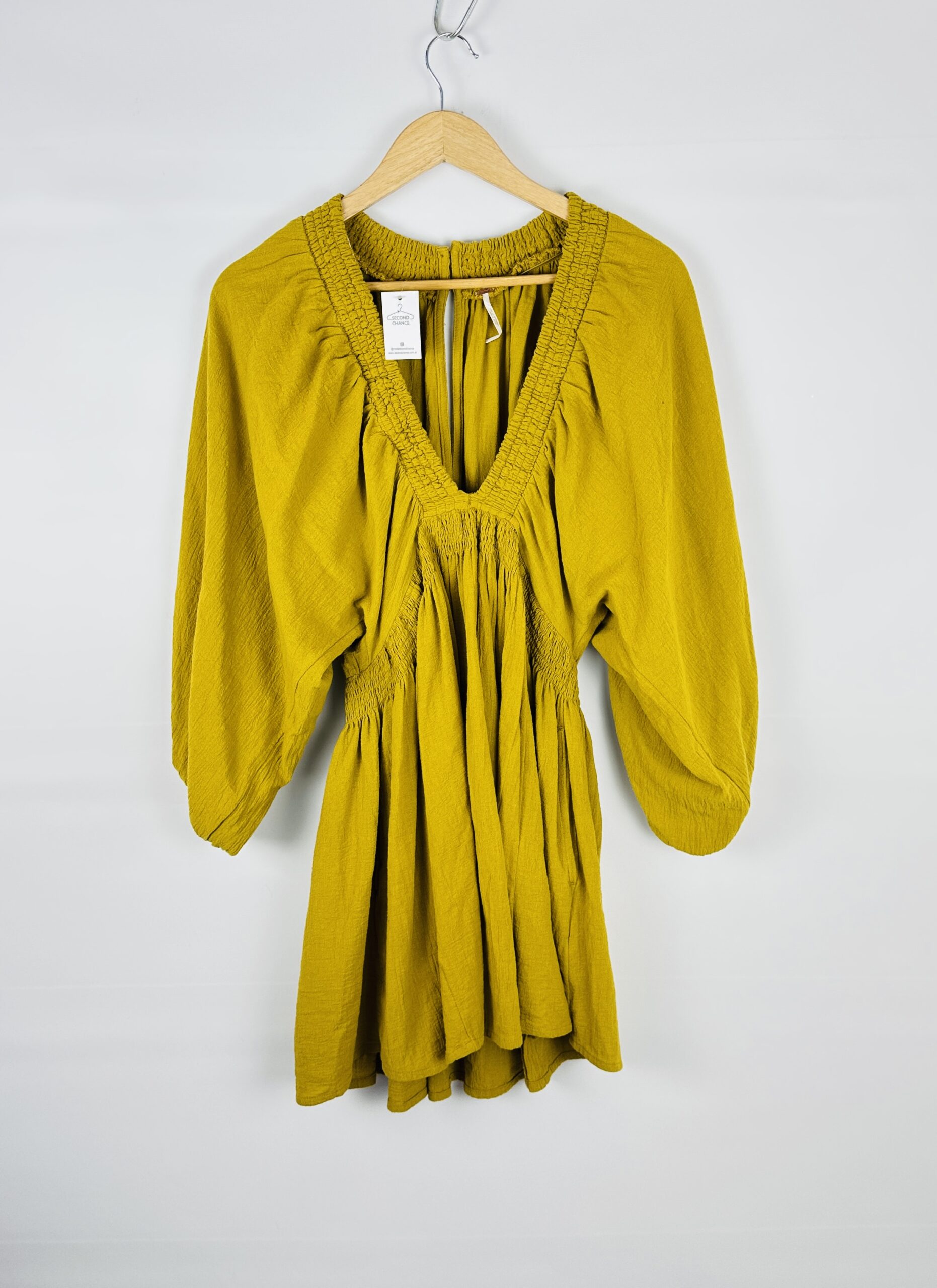 VESTIDO BAMBULA MANGA 3/4 VERDE OLIVA FREE PEOPLE (M)