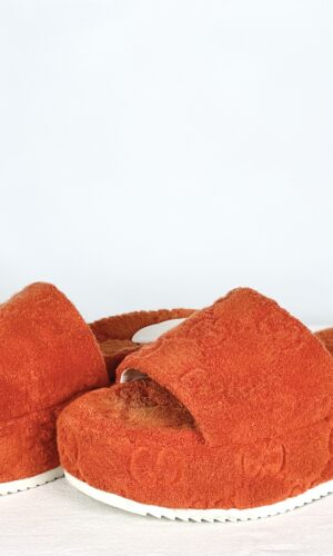SANDALIAS GUCCI DE TOALLA NARANJA ORIGINALES (39)