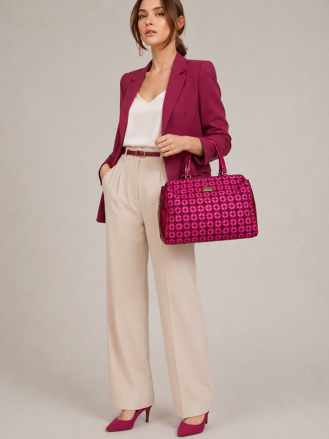 CARTERA DE CUERO ESTAMPADA + CIRCULOS RETRO JACKIE SMITH - Imagen 4