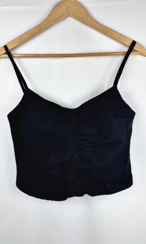 MUSCULOSA NEGRA + FRUNCE CON CIERRE EN LA ESPALDA FUR (M)