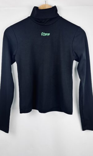CAMISETA NEGRA DE LYCRA CON CUELLO COME TO MAMA (M)