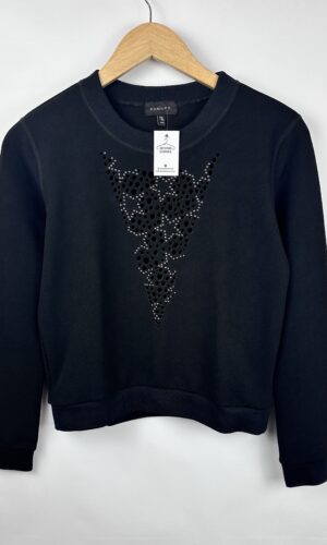 SWEATER NEGRO CON TRANSPARENCIAS + STRASS (M)