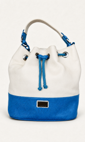 CARTERA DE CUERO CREMA Y AZUL COBALTO JACKIE SMITH