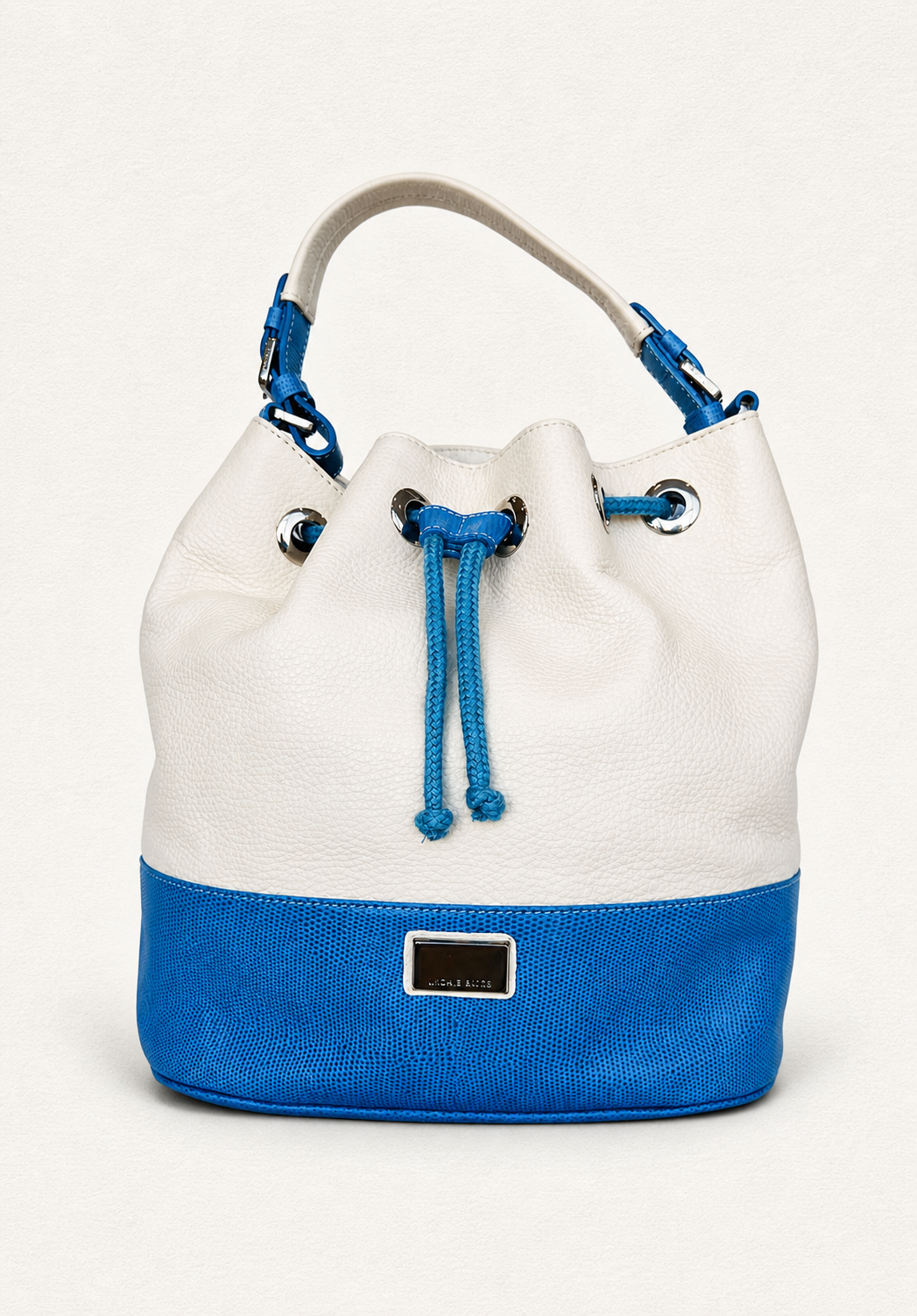 CARTERA DE CUERO CREMA Y AZUL COBALTO JACKIE SMITH