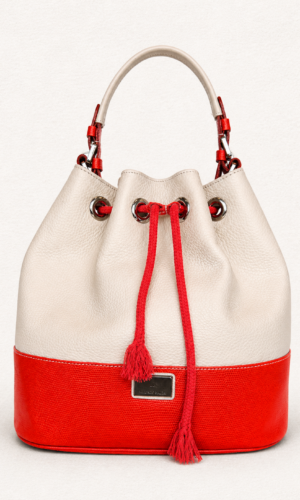 CARTERA DE CUERO CREMA Y CORAL JACKIE SMITH