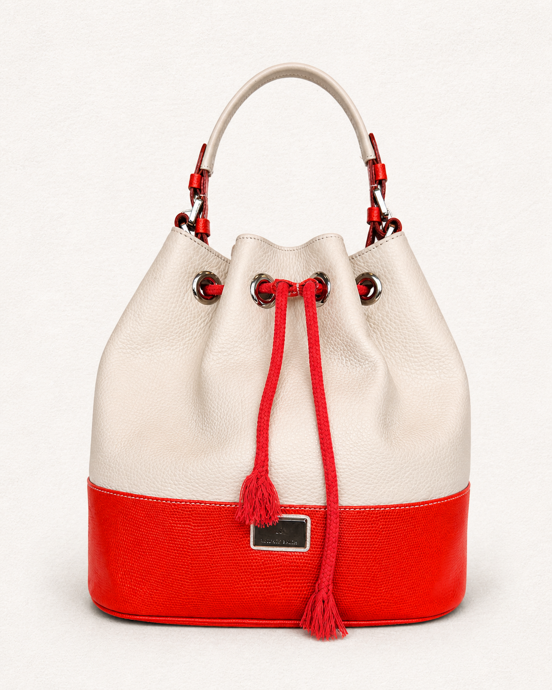 CARTERA DE CUERO CREMA Y CORAL JACKIE SMITH