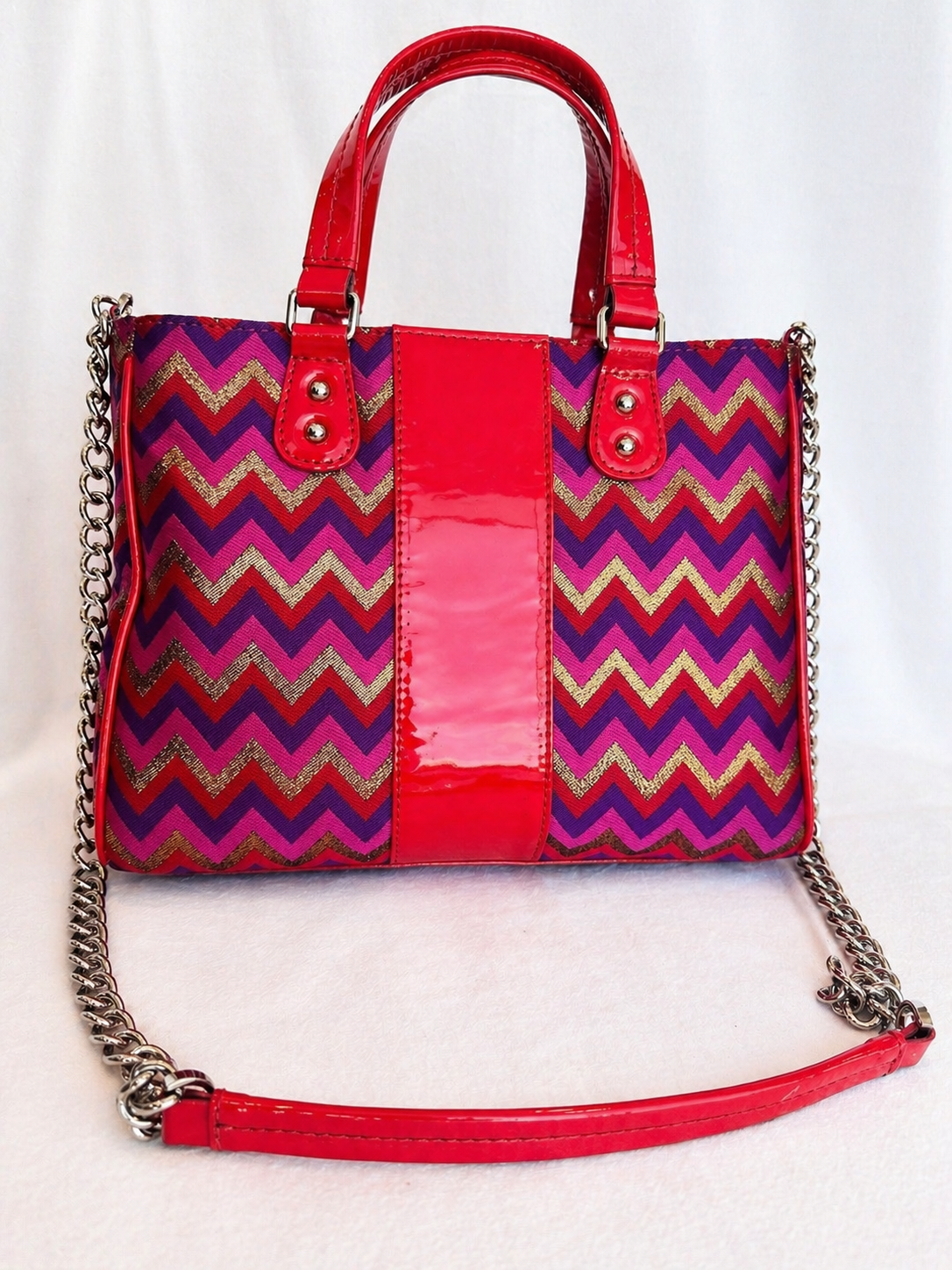 CARTERA DE CUERO REVESTIDA EN TELA ROJA JACKIE SMITH - Imagen 3