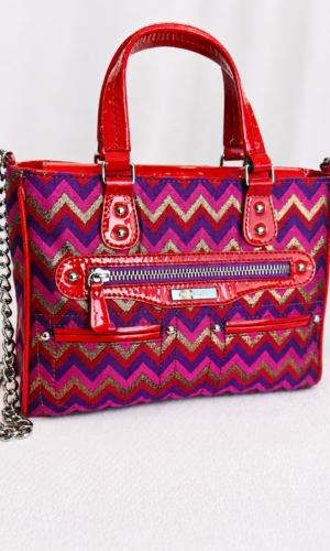 CARTERA DE CUERO REVESTIDA EN TELA ROJA JACKIE SMITH