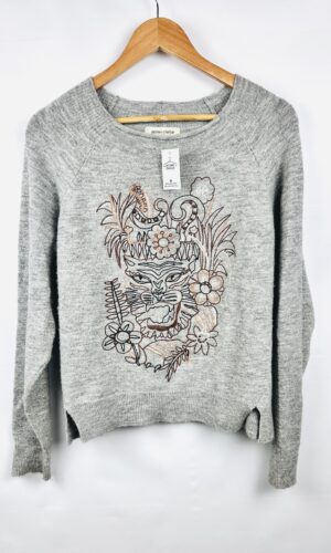 SWEATER GRIS + BORDADO TIGRE JAZMIN CHEBAR (M)