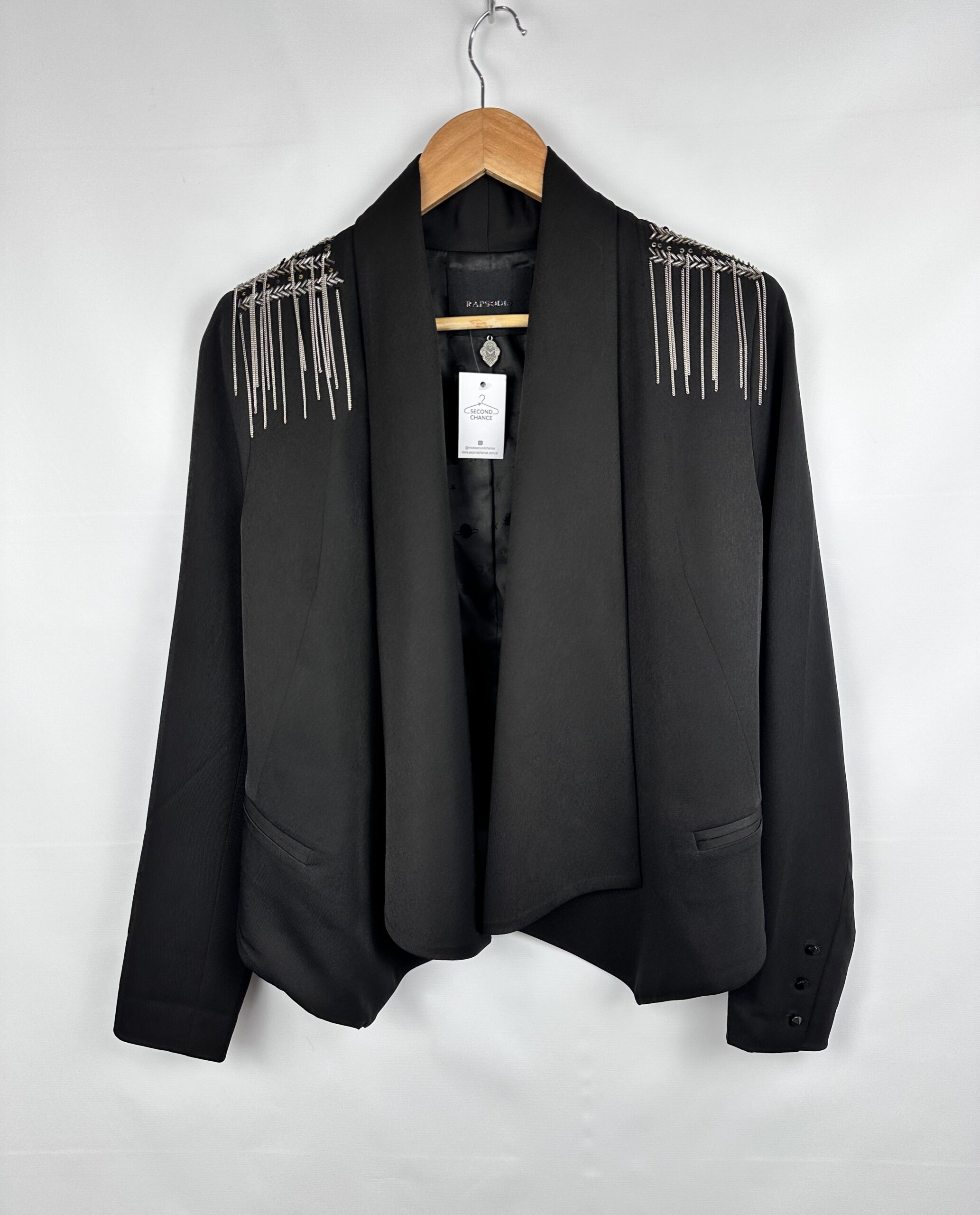 BLAZER NEGRO FINO + DETALLES METALICOS RAPSODIA (S)