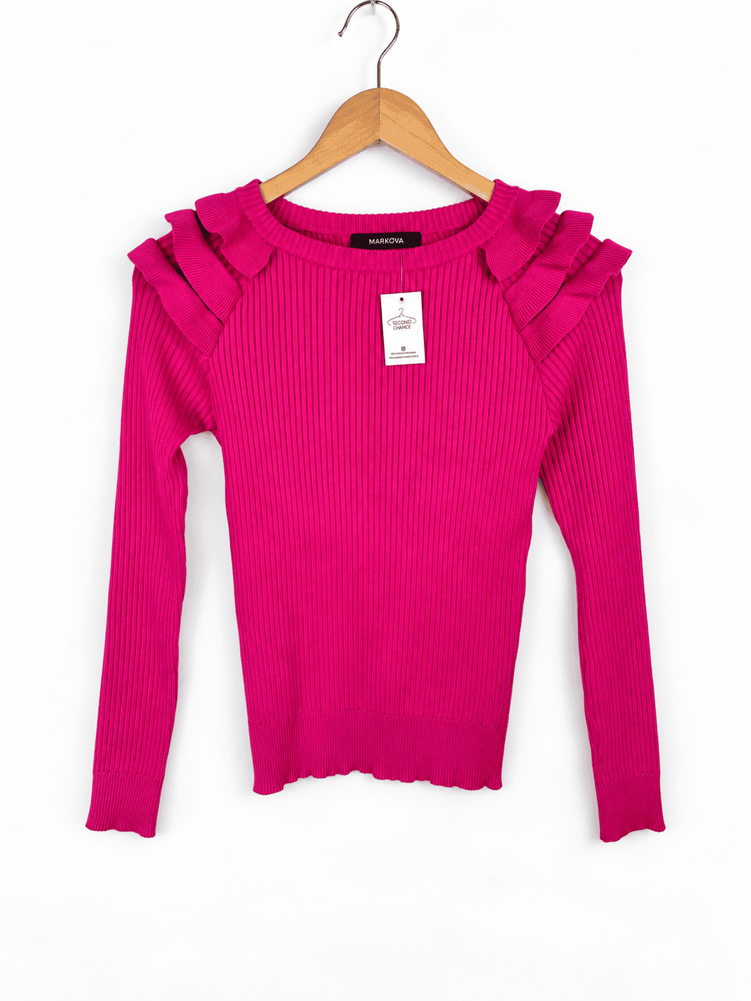 SWEATER FUCSIA + VOLADOS MARKOVA (M)