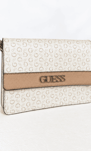 BANDOLERA GUESS BEIGE Y MARRON