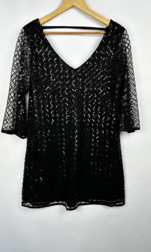 VESTIDO DE FIESTA NEGRO + LENTJUELAS JANIS (M