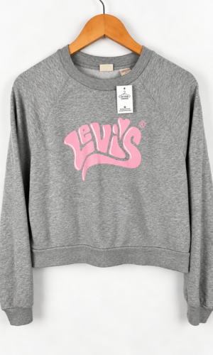 BUZO GRIS ESTAMPA ROSA LEVIS (L)